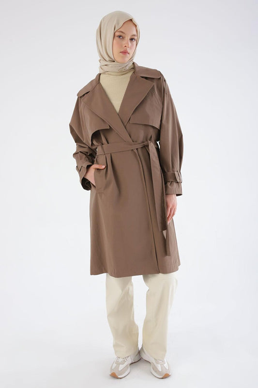 Mink Belted Snap Oversize Trench Coat