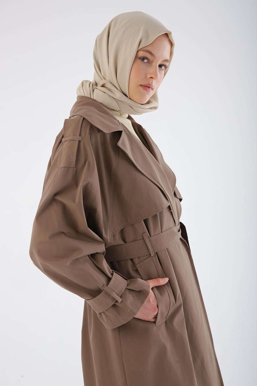 Mink Belted Snap Oversize Trench Coat