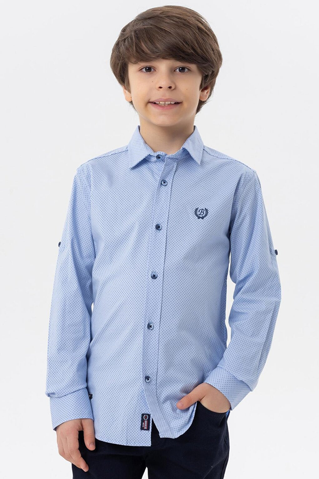 Boy's Shirt Polka Dot Blue (Age 8-11)