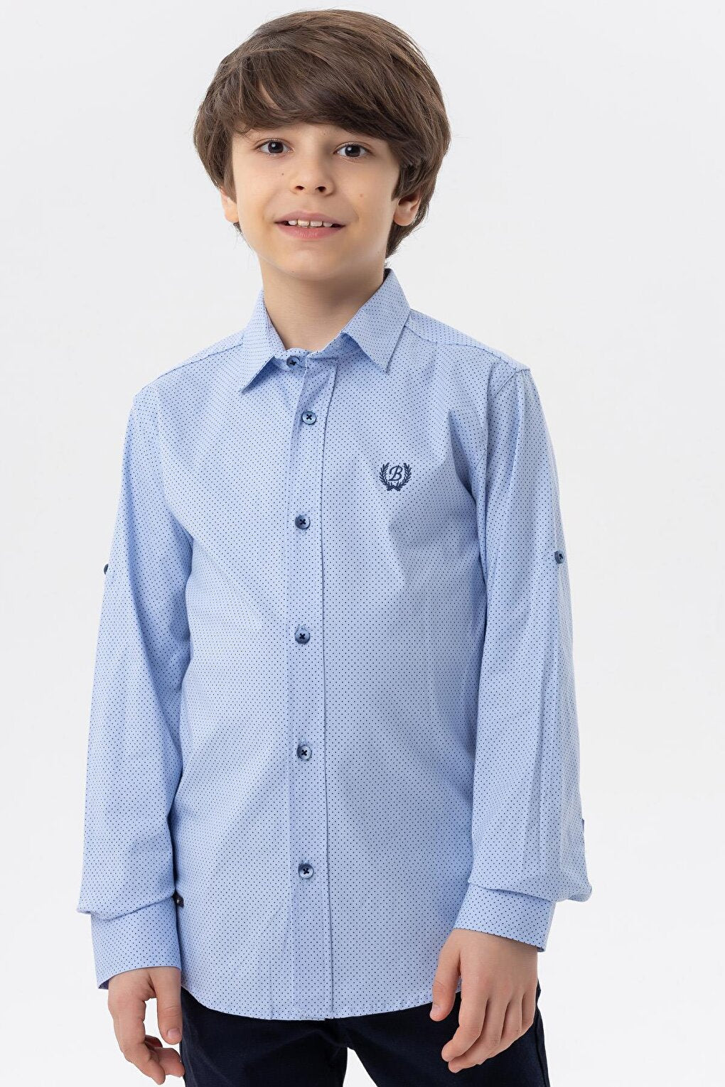 Boy's Shirt Polka Dot Blue (Age 8-11)