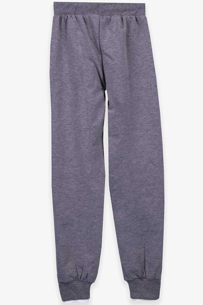 Girls' Sweatpants Printed Pocket Gray Melange (Age 10)