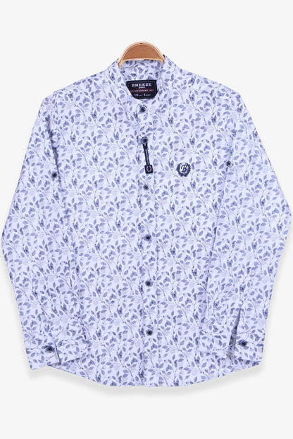 Boy's Shirt Flower Patterned White (8-14 Years)