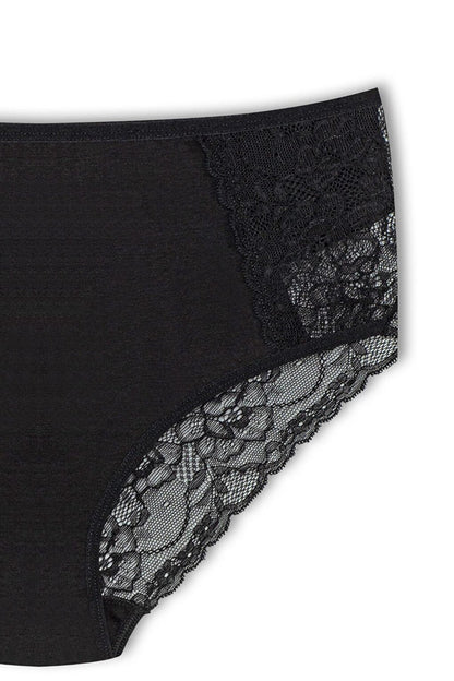 Cotton Front Sides and Back V Lace Detail High Waist Plus Size Women's Panties 5-pack