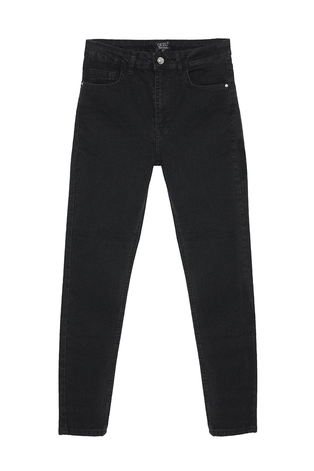 High Waist Skinny Leg Jean Trousers Black