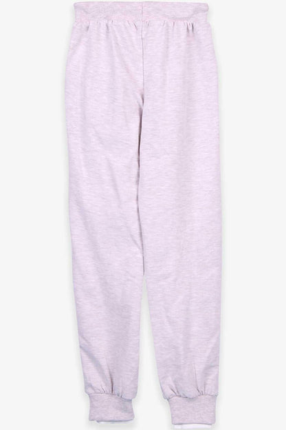 Girls' Sweatpants Printed Pocket Beige Melange (Age 10-12)