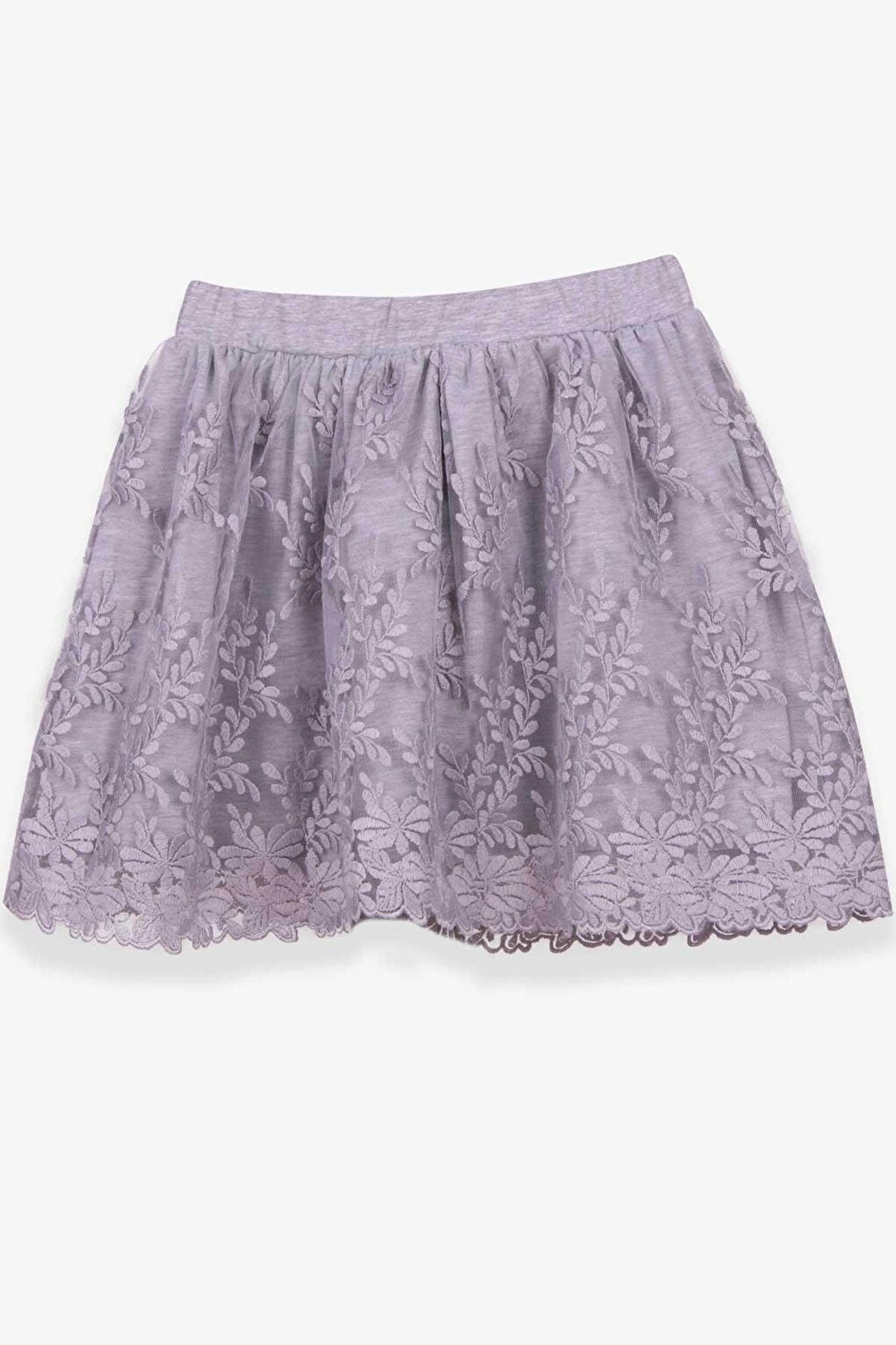 Girl's Skirt Floral Guipure Gray Melange (Age 11)