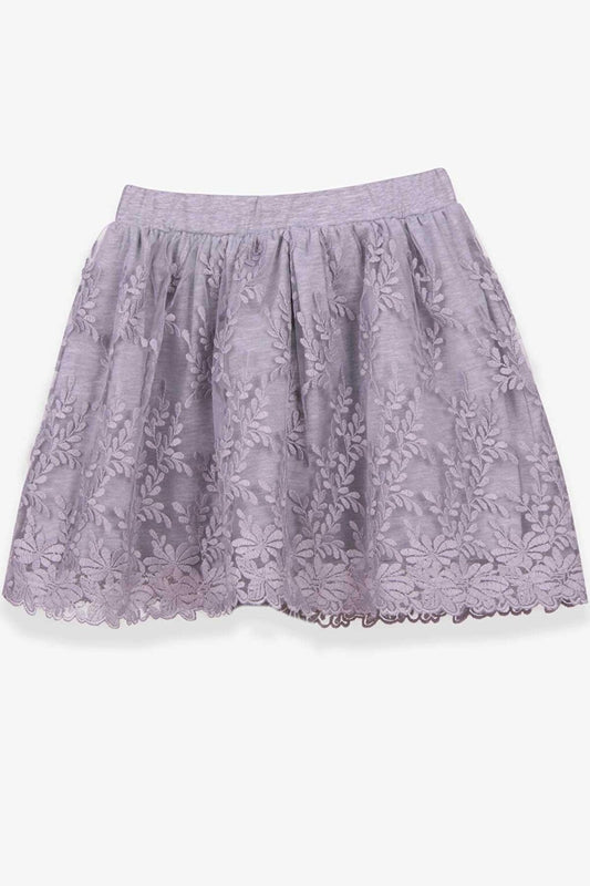 Girl's Skirt Floral Guipure Gray Melange (Age 11)