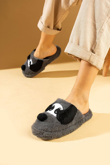 Cute Dog Silent Sole Plush Women's House Slippers P01-29-23