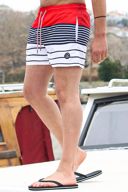 Red Striped Men's Swim Shorts 6362