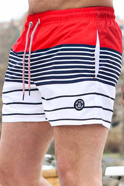 Red Striped Men's Swim Shorts 6362