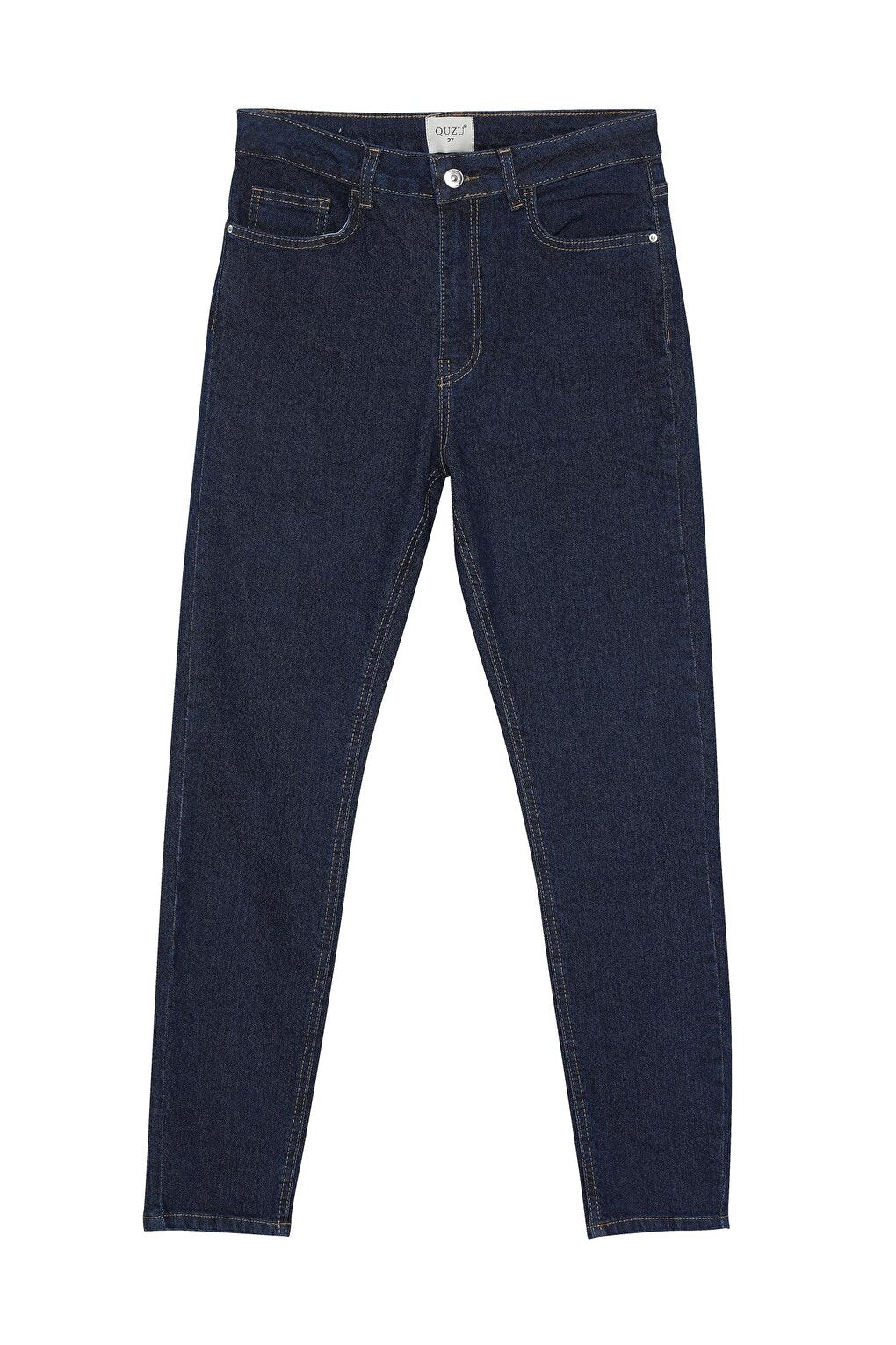 High Waist Skinny Leg Jean Trousers Navy Blue