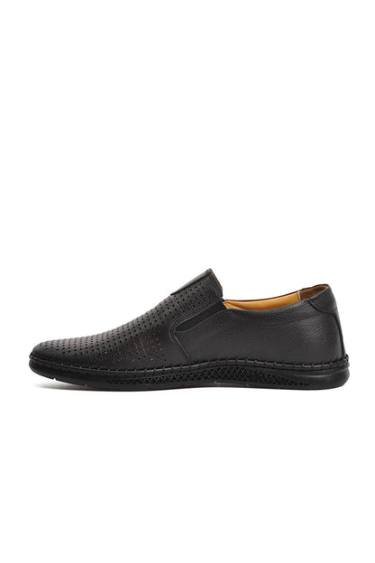 057Y Black Genuine Leather Men's Casual Shoes