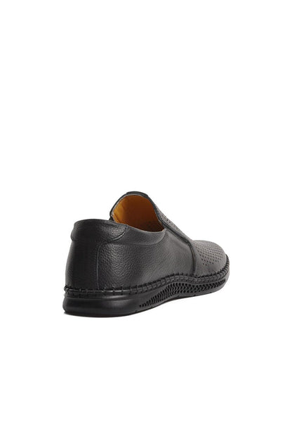 057Y Black Genuine Leather Men's Casual Shoes