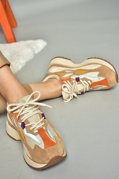 R3125105 Beige_Orange Women's Sneaker