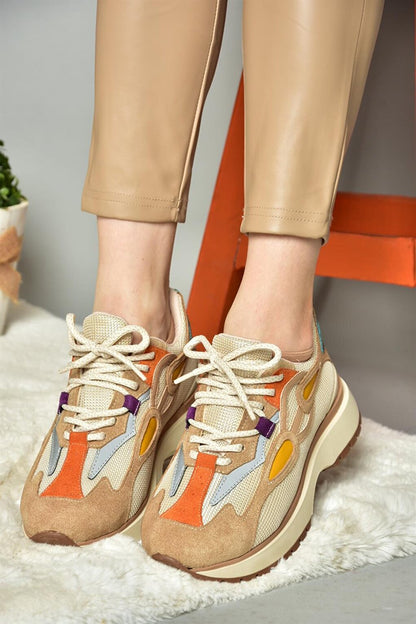 R3125105 Beige_Orange Women's Sneaker