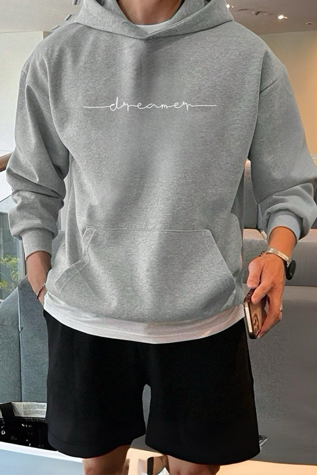 Dreamer Front Letter Printed Men's Sweatshirt