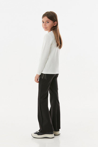 Girls' Blouse with Ribbed Chain Detail