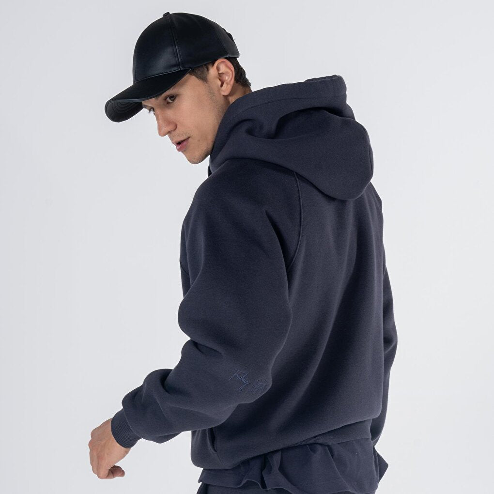 Pina Men's Dark Blue Hooded Oversize Sweatshirt Hoodie