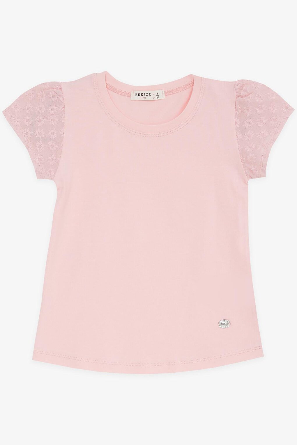 Girl's T-Shirt Sleeves Scalloped Powder (Age 3-6)