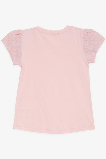 Girl's T-Shirt Sleeves Scalloped Powder (Age 3-6)