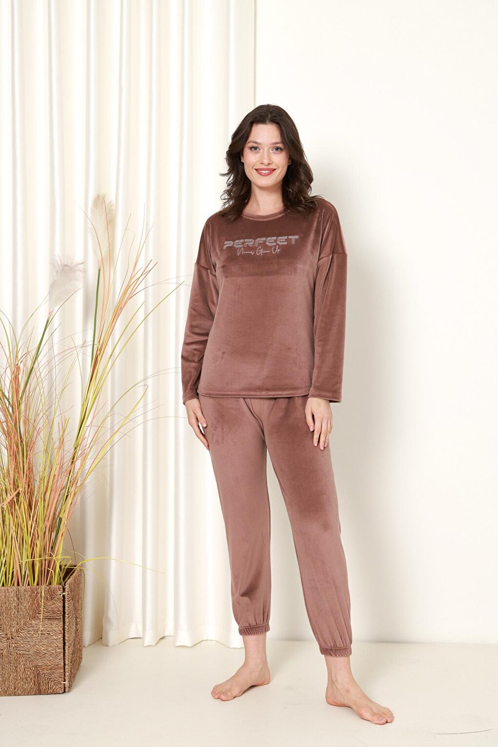 Women's Pajama Set French Velvet Perfect Printed with Elastic Legs Winter Seasonal W20532288