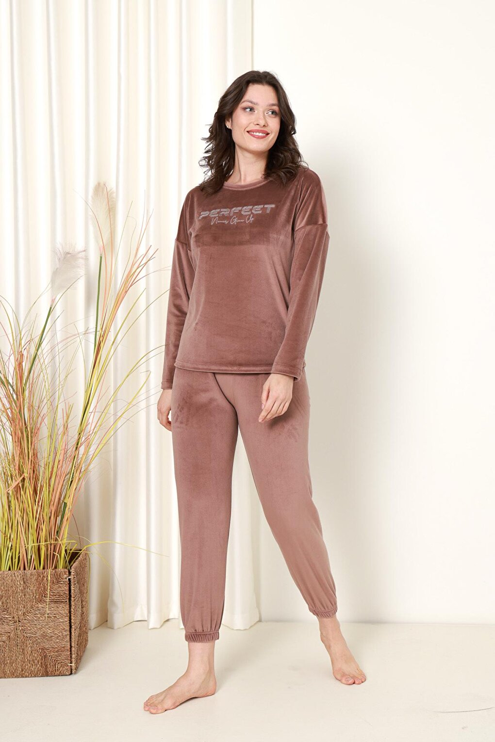 Women's Pajama Set French Velvet Perfect Printed with Elastic Legs Winter Seasonal W20532288