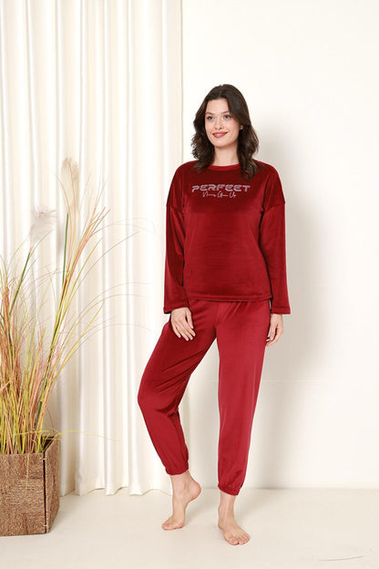 Women's Pajama Set French Velvet Perfect Printed with Elastic Legs Winter Seasonal W20532288