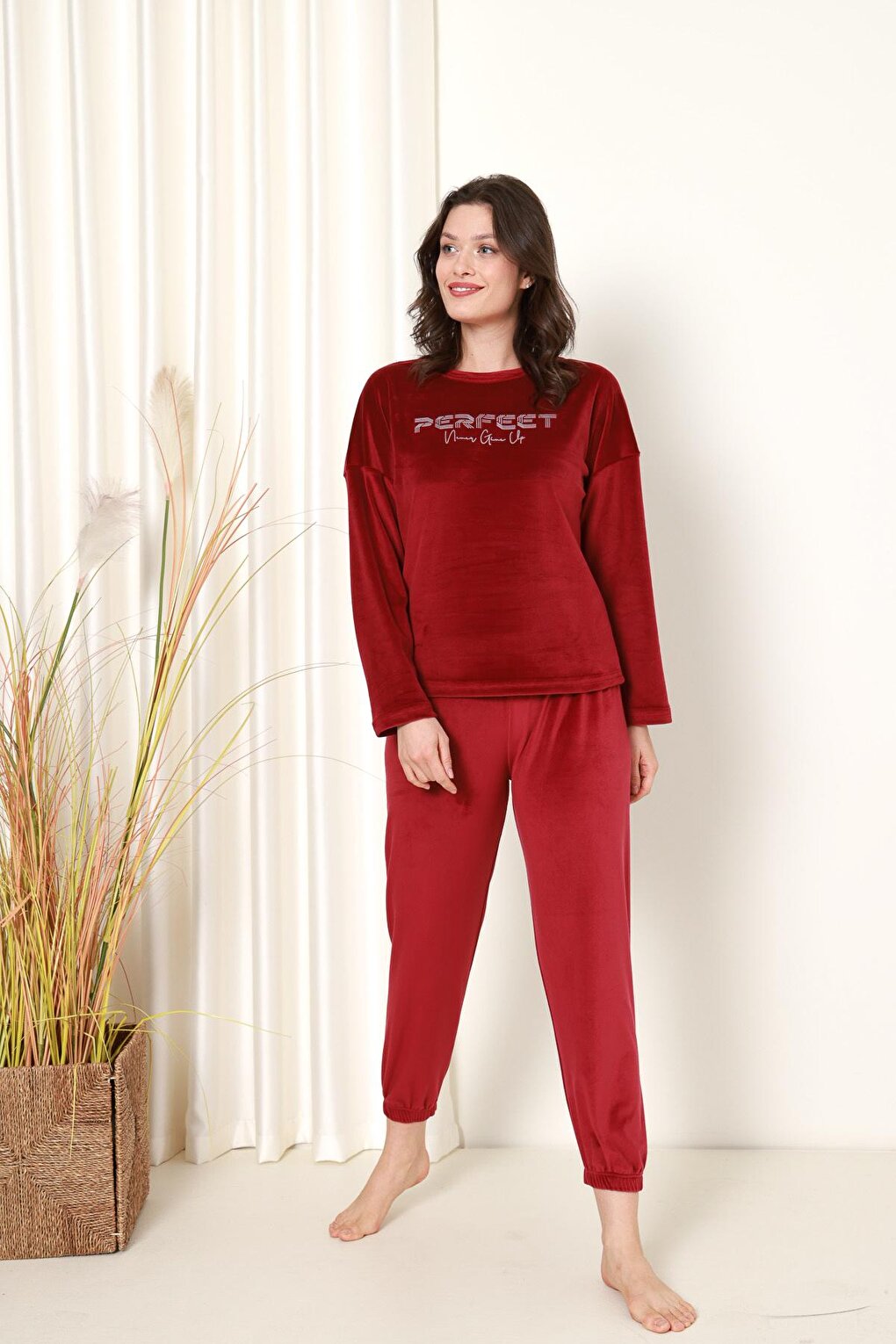 Women's Pajama Set French Velvet Perfect Printed with Elastic Legs Winter Seasonal W20532288