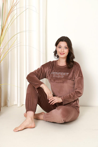 Women's Pajama Set French Velvet Perfect Printed with Elastic Legs Winter Seasonal W20532288