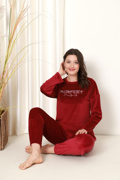 Women's Pajama Set French Velvet Perfect Printed with Elastic Legs Winter Seasonal W20532288