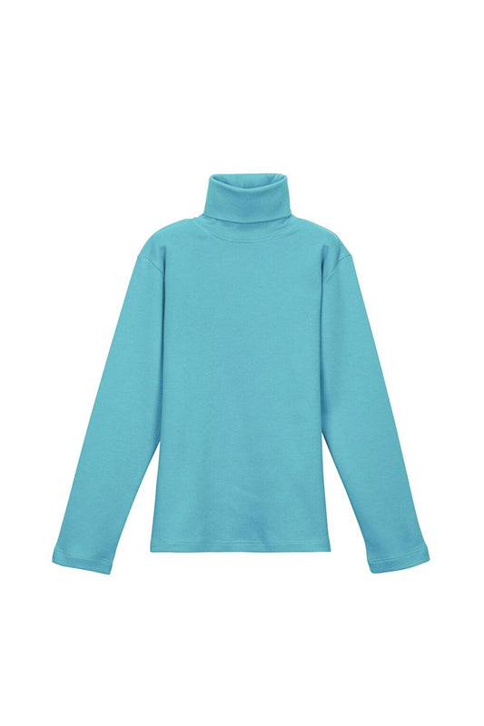 Light Turquoise Girl's Full Fisherman Long Sleeve T-Shirt