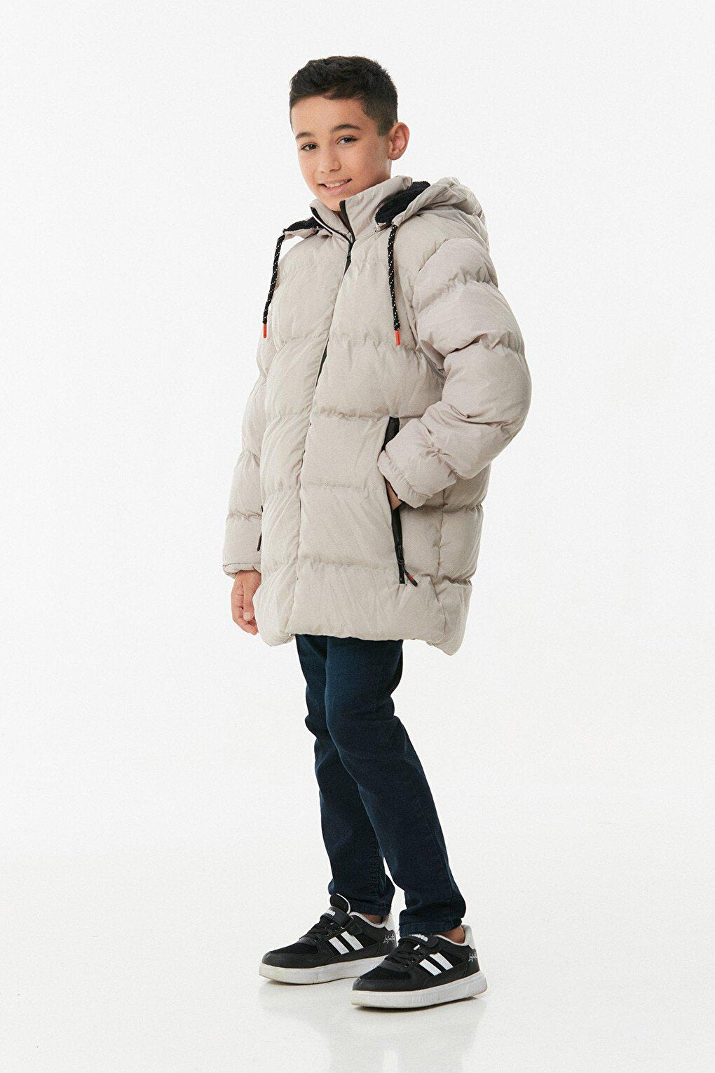 Zippered Hooded Boy's Coat