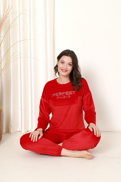 Women's Pajama Set French Velvet Perfect Printed with Elastic Legs Winter Seasonal W20532288