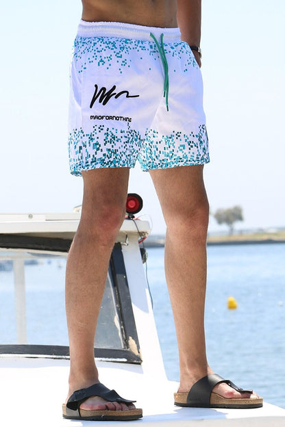 Green Printed Pocketed Swim Shorts 5782