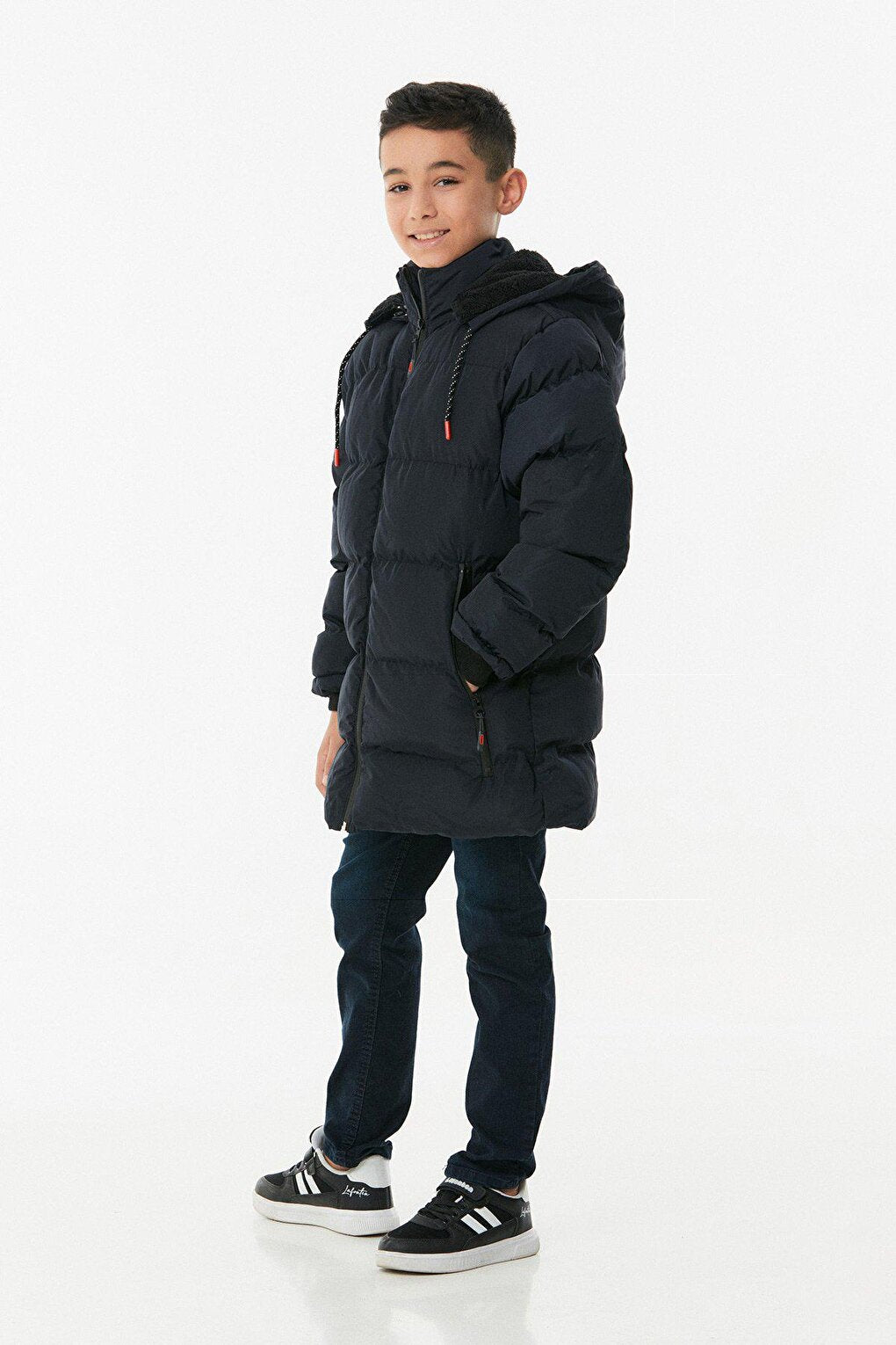 Zippered Hooded Boy's Coat