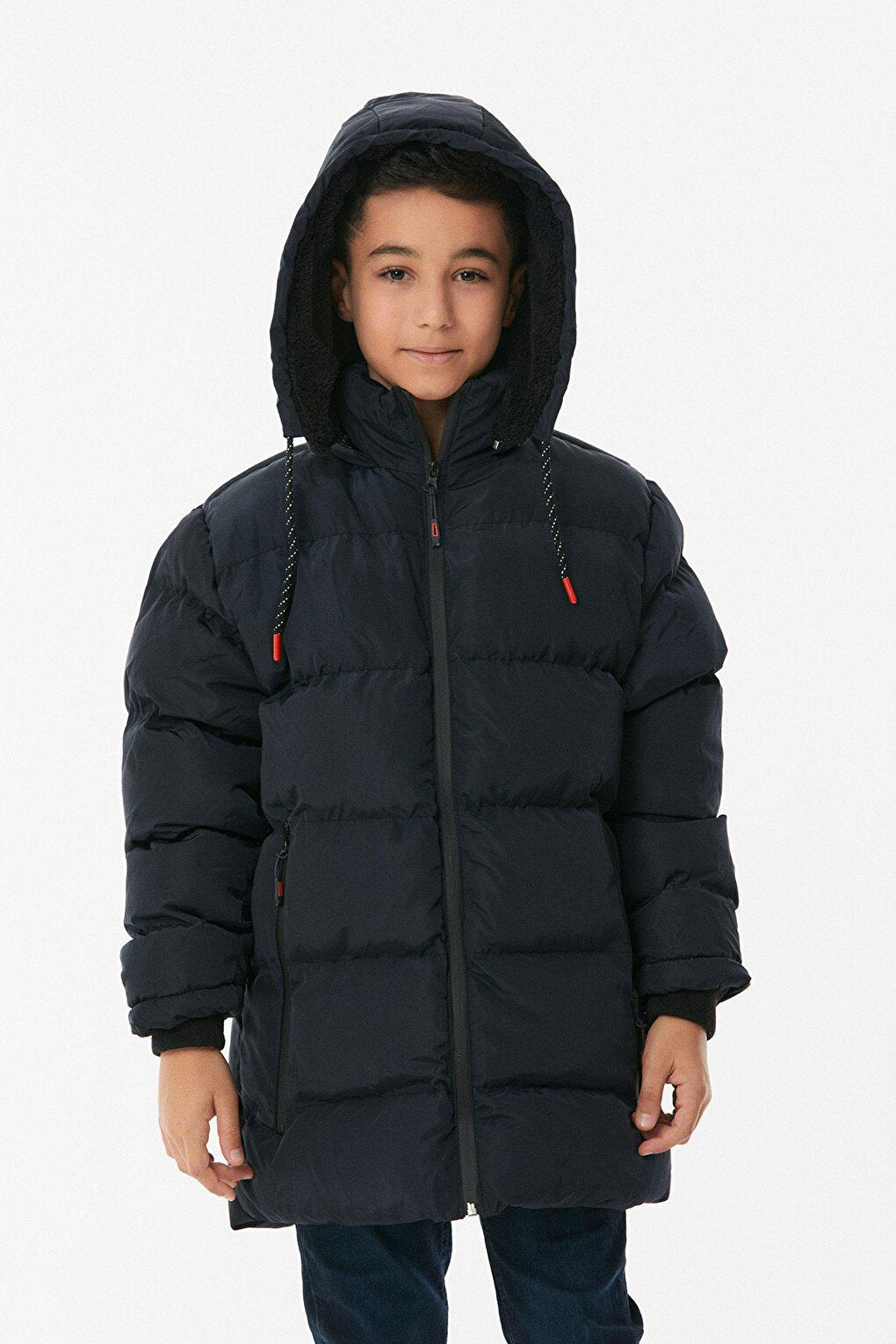 Zippered Hooded Boy's Coat