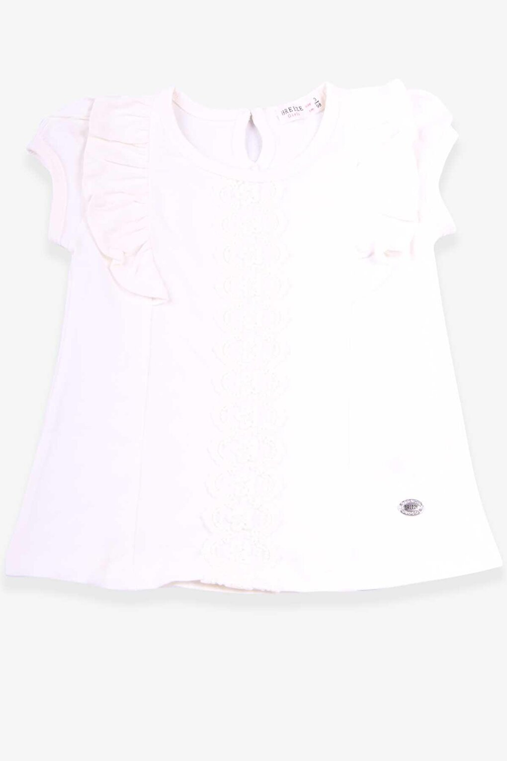 Girl's T-Shirt Frilly Laced Ecru (3-8 Years)