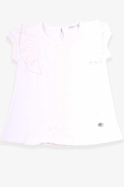 Girl's T-Shirt Frilly Laced Ecru (3-8 Years)