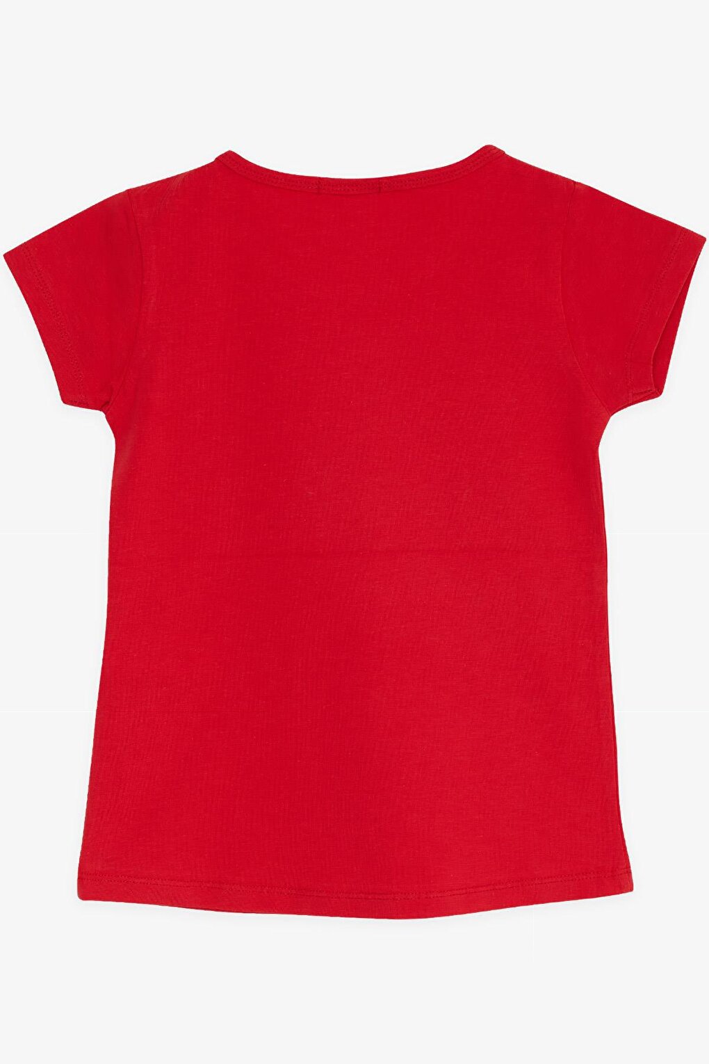 Girl's T-Shirt Red with Sequins and Crescents and Stars (Ages 4-14)