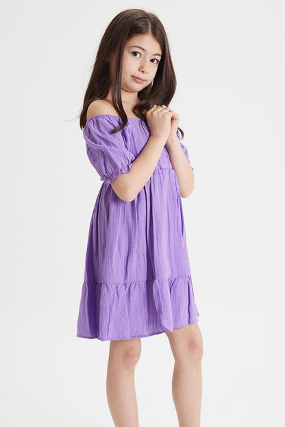 Purple Girl's Shoulder Straps Dress 15080