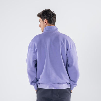 James Men's Lilac High Collar Oversize Semi-Zipper Sweatshirt