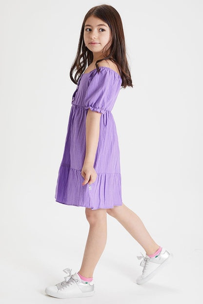 Purple Girl's Shoulder Straps Dress 15080