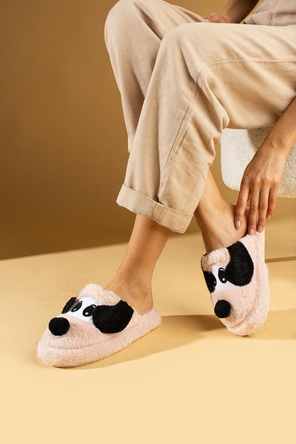 Cute Dog Silent Sole Plush Women Home Slippers P01-29-23