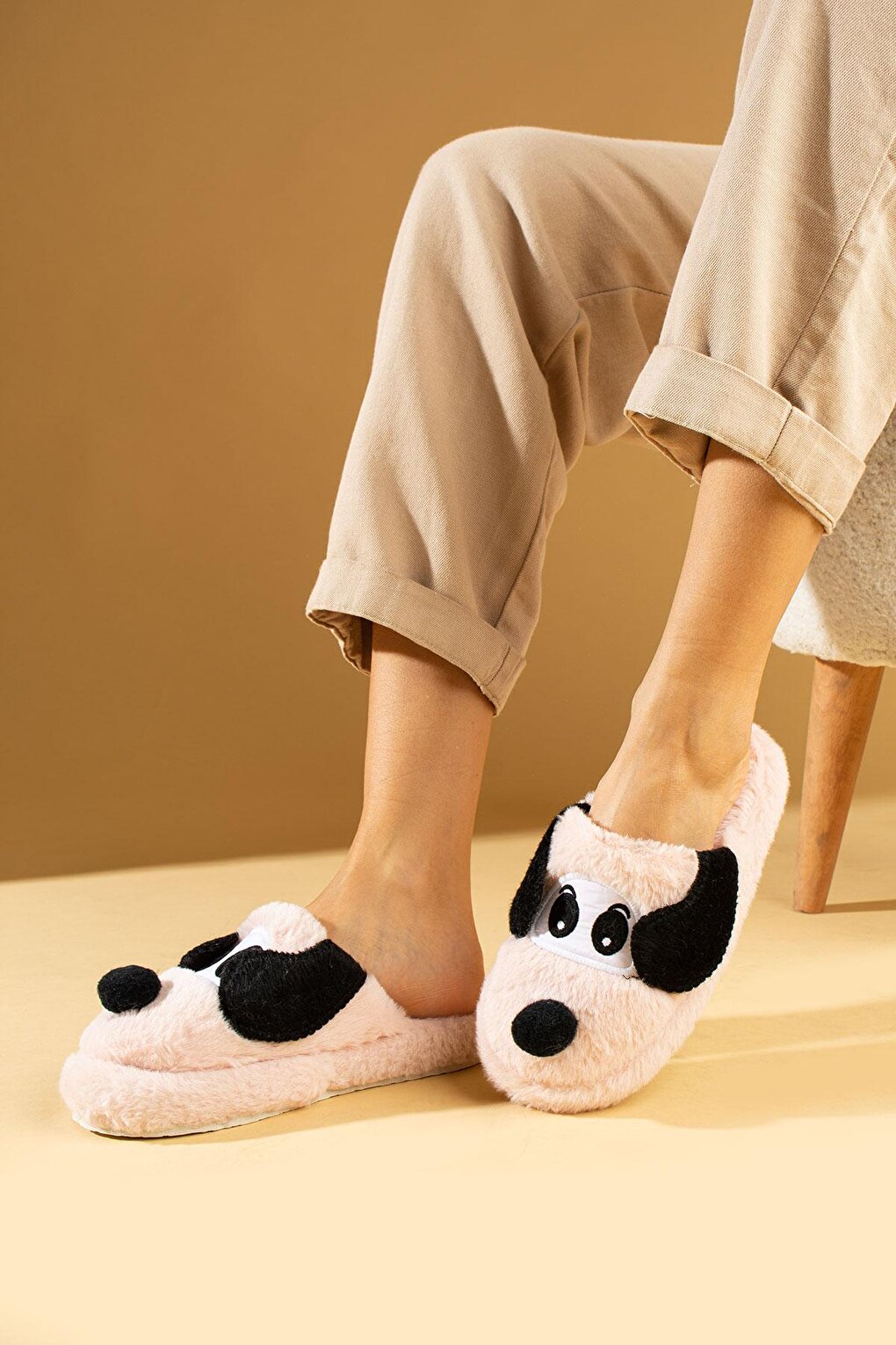 Cute Dog Silent Sole Plush Women Home Slippers P01-29-23