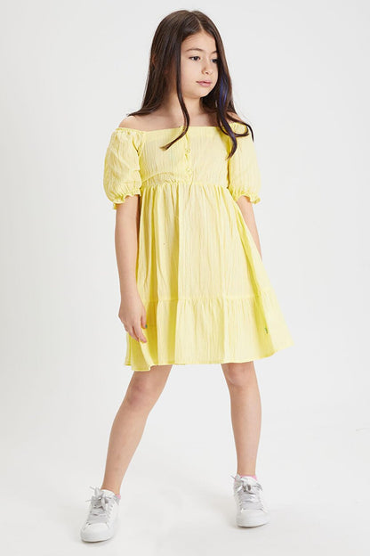 Yellow Girl's Shoulder Straps Dress 15082