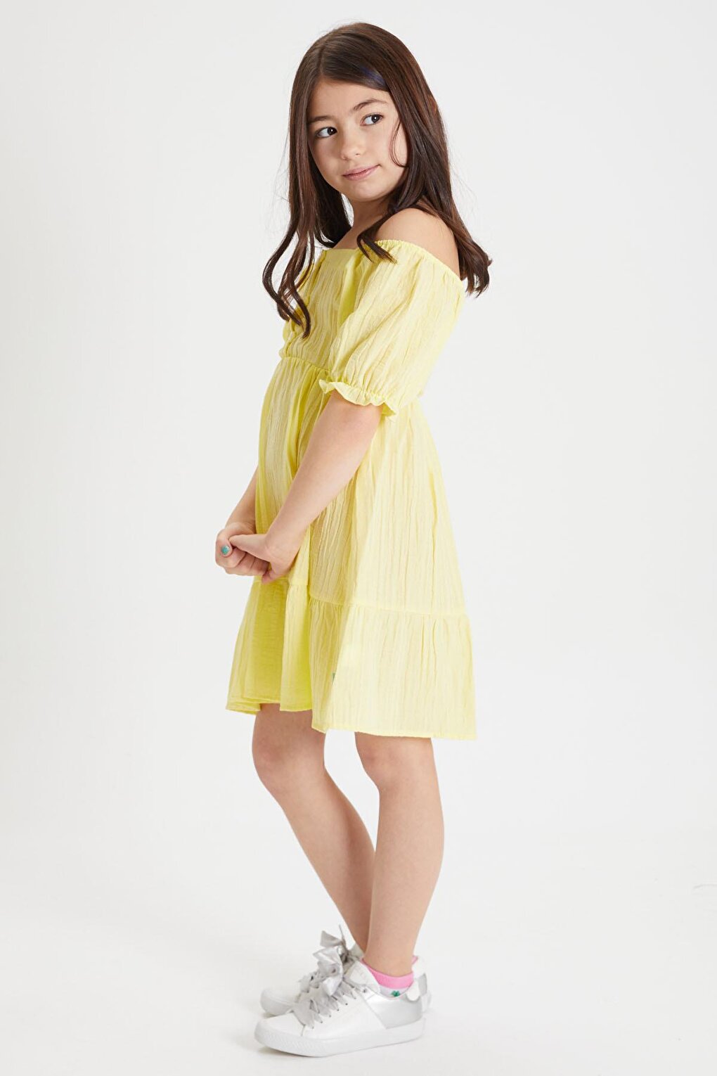 Yellow Girl's Shoulder Straps Dress 15082