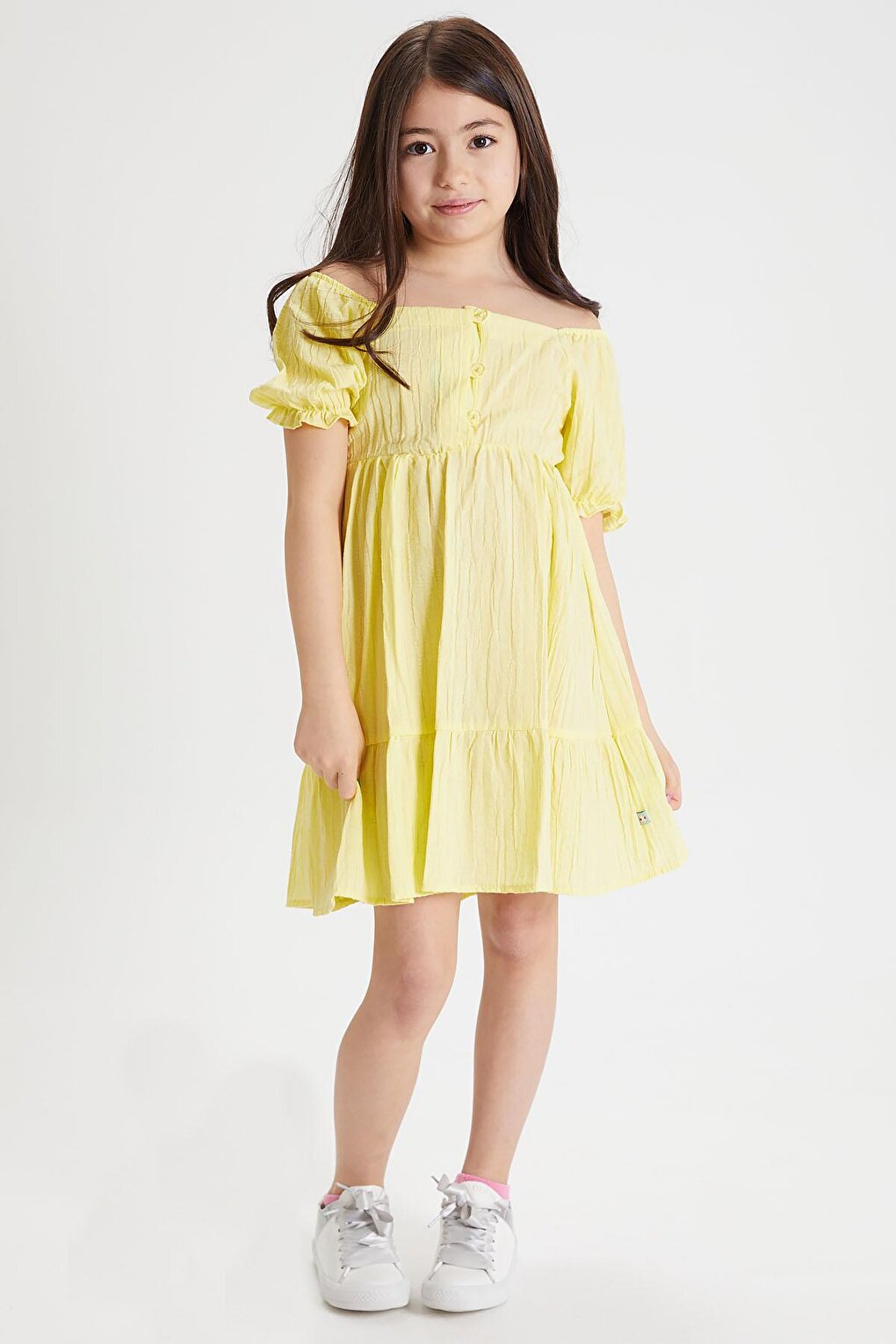 Yellow Girl's Shoulder Straps Dress 15082