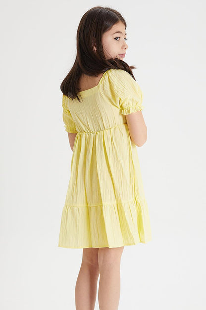 Yellow Girl's Shoulder Straps Dress 15082