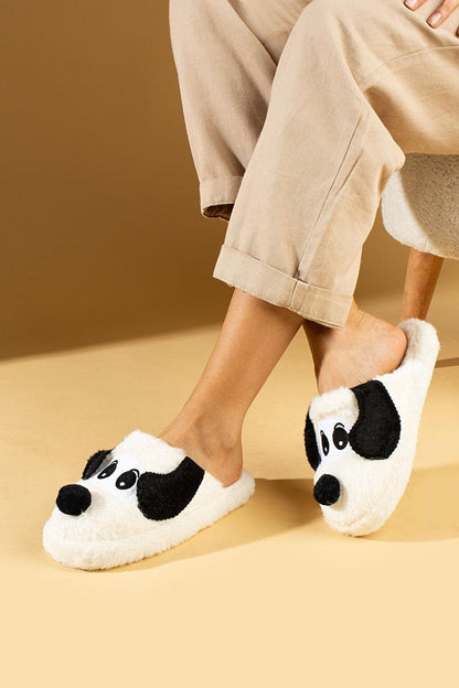 Cute Dog Silent Sole Plush Women Home Slippers P01-29-23