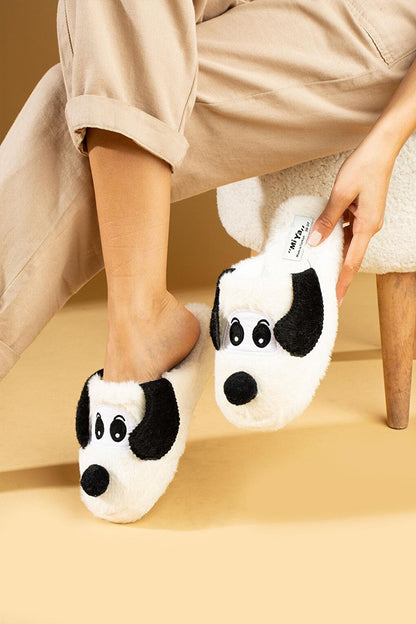 Cute Dog Silent Sole Plush Women Home Slippers P01-29-23